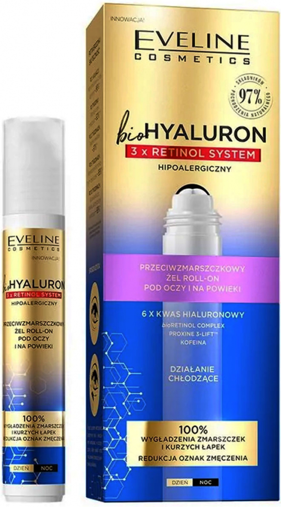 Eveline Cosmetics bio Hyaluron 3X Retinol multi hydratační sérum vyplňující vrásky 18 ml