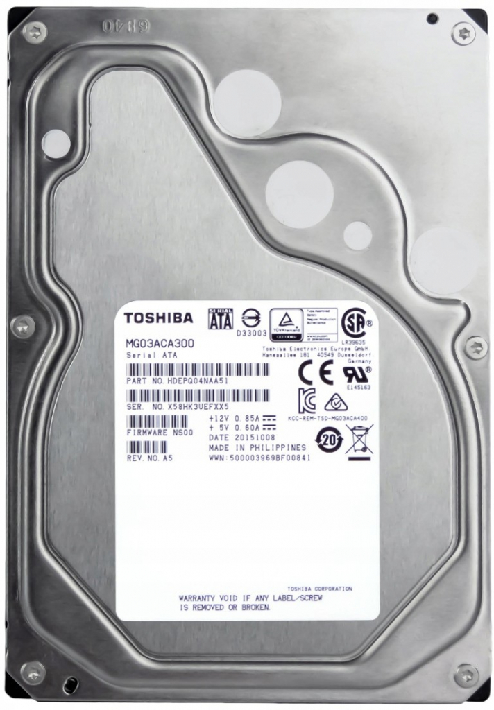 Toshiba 3TB, SATA III, 7200rpm, 64MB, MG03ACA300