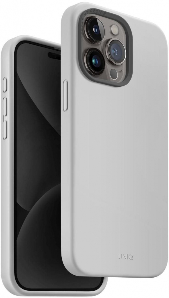Pouzdro UNIQ Lino Hue MagClick iPhone 15 Pro Max, Chalk šedé