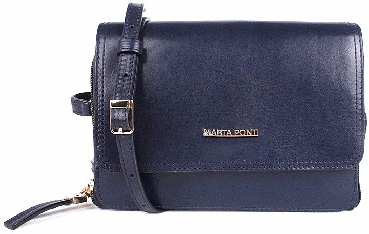 Marta Ponti Dvouoddílová luxusní tmavěmodrá kožená crossbody kabelka A10