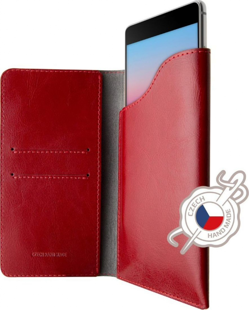 FIXED Kožené pouzdro Pocket Book pro Apple iPhone 6 Plus/6S Plus/7 Plus/8 Plus/XS Max/11 Pro Max, červené FIXPOB-335-RD