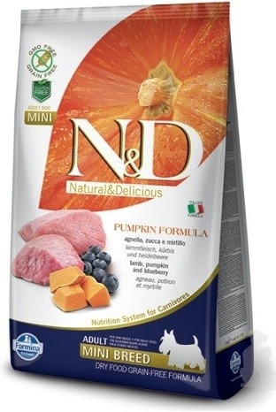 N&D Pumpkin Dog Adult Mini Grain Free Lamb & Blueberry 2 x 800 kg