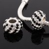 Korálek pandora styl s kamínky swarovski elements černo-bílý