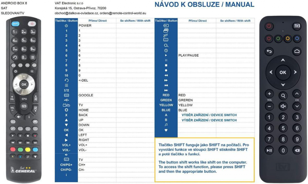 Dálkový ovladač General SledovaniTV Android Box v4, STB 4GEN