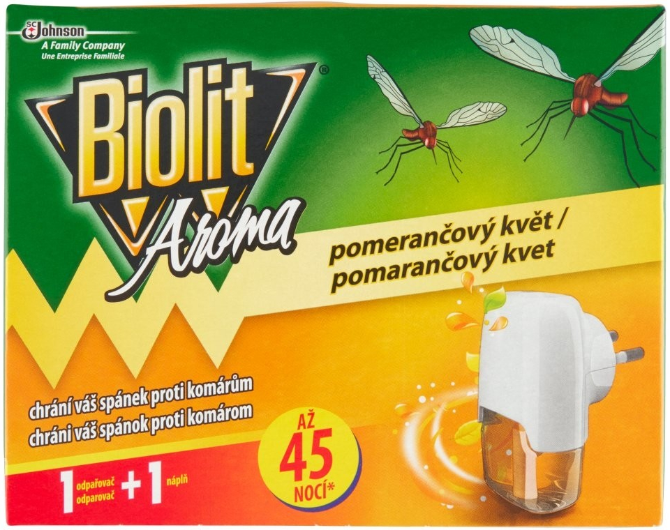 Biolit elektrický odpařovač proti komárům 1 náplň 45 nocí Pomerančový květ