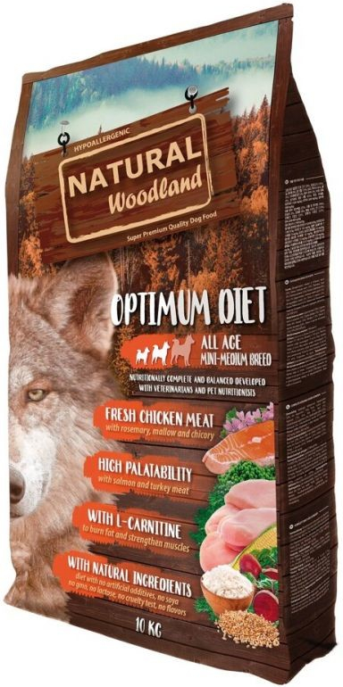 Natural Woodland Optimum Diet Mini & Medium/krůta,kuře/10 kg
