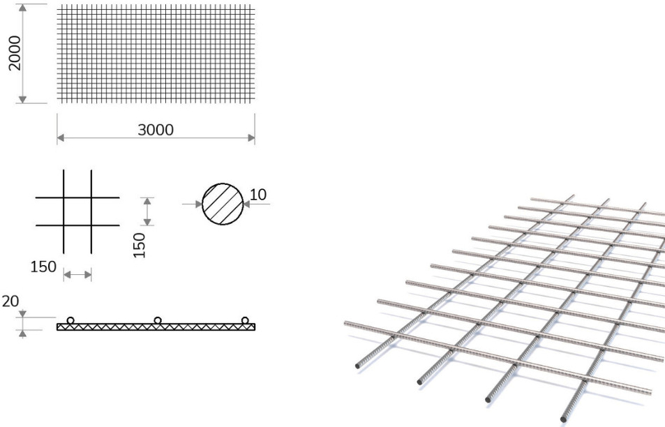 Kari síť s okem 150/150 mm, 2x3 m, průměr 10 mm (KZ70)