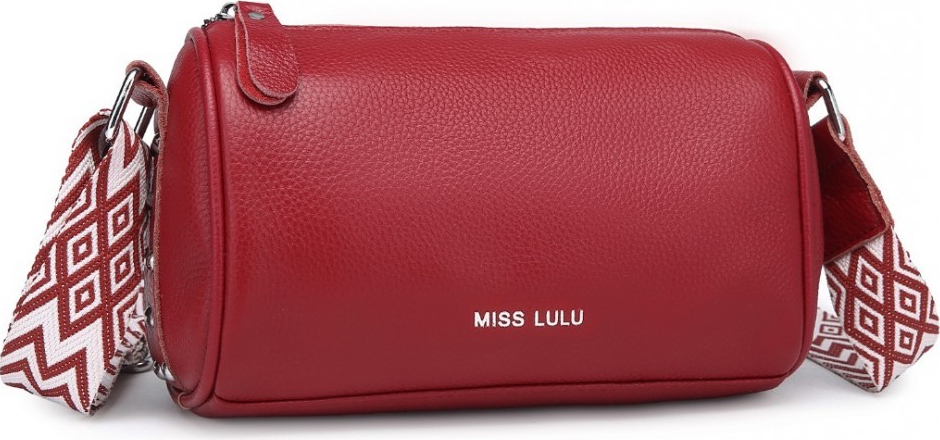 MIss Lulu dámská kožená crossbody kabelka se širokým popruhem L2309 červená