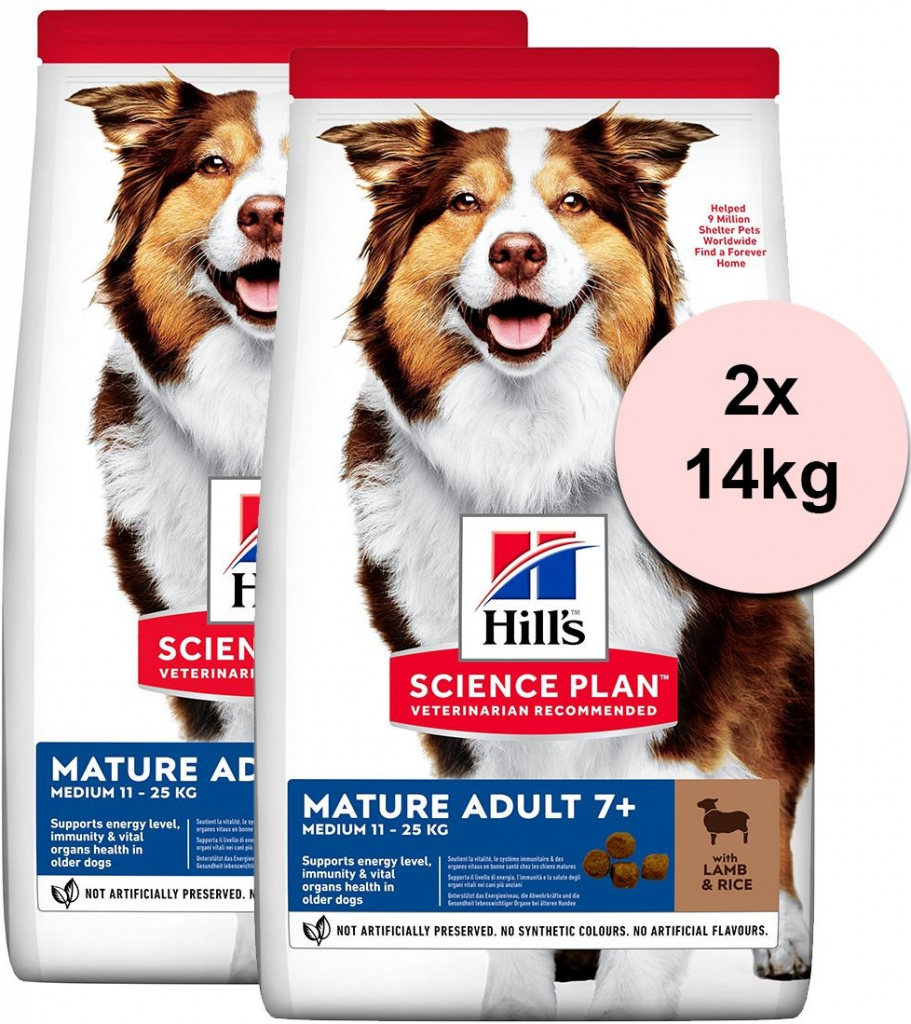 Hill’s Science Plan Mature Adult 7+ Medium Lamb & Rice 2 x 14 kg