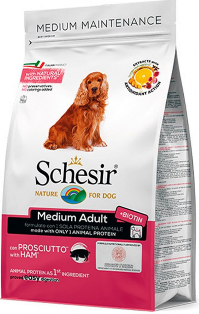 Schesir dog Medium Adult Vepřová šunka s rýží 12 kg