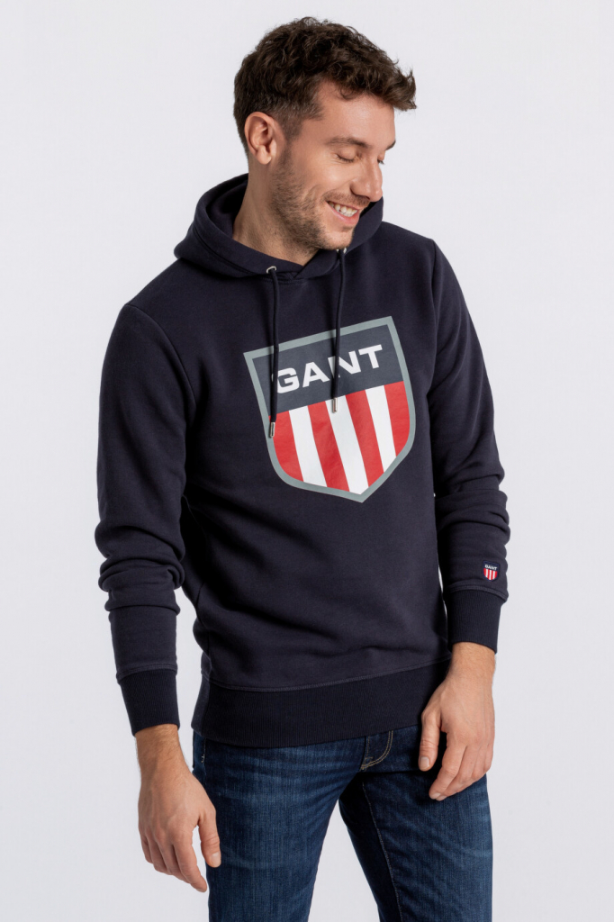 Gant MIKINA GANT D1. GANT RETRO SHIELD SWEAT HOODIE modrá