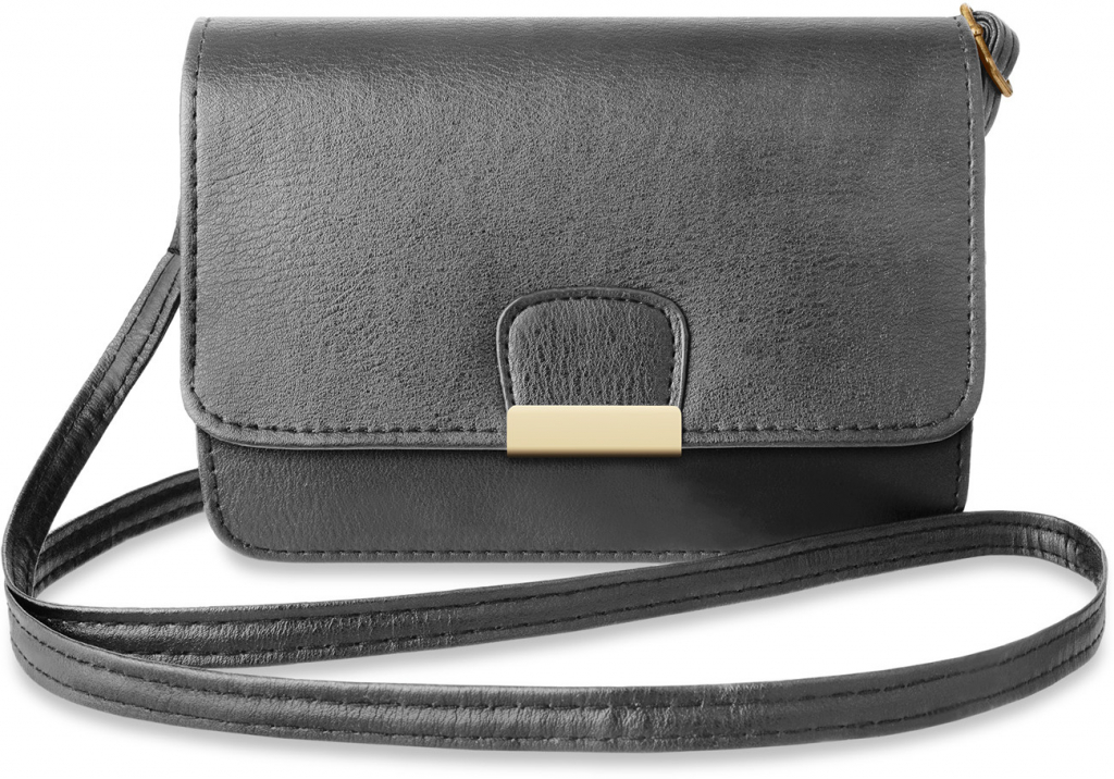 Klasická dámská malá kabelka elegantní kufřík s klopou šedý
