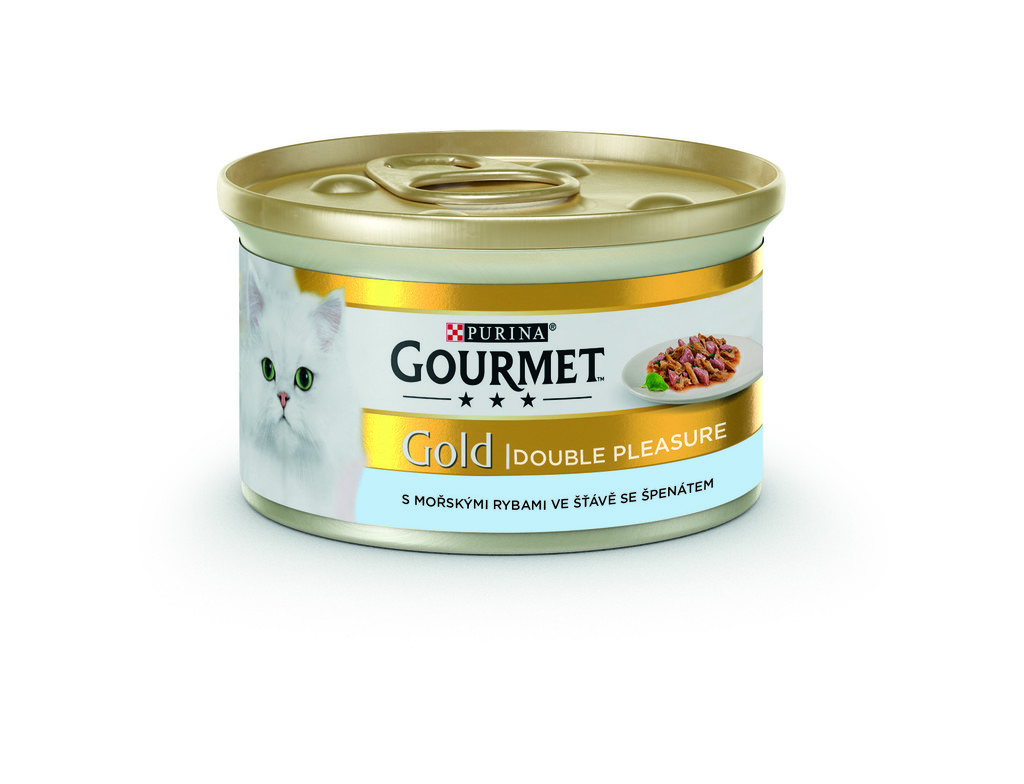 Gourmet Gold s mořskými rybami v omáčce se špenátem 85 g