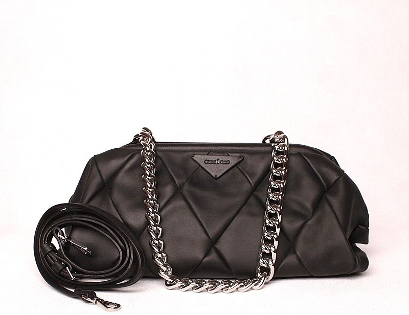 Gianni Conti Luxusní malá černá kožená kabelka do ruky/na rameno 316
