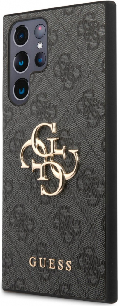 Pouzdro Guess PU 4G Metal Logo Samsung Galaxy S23 Ultra šedé