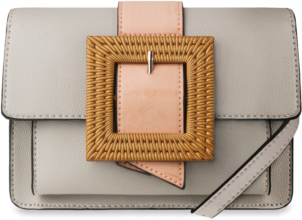Monnari stylová dámská kabelka retro listonoška a přívěškem s velkým kontrastním zapínáním šedá