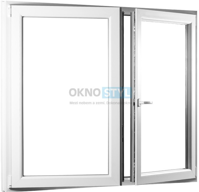 OKNOSTYL Premium plastové okno 145x145 cm dvoukřídlé se štulpem bílé od