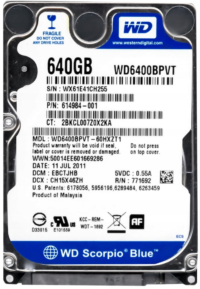 WD Scorpio Blue 640GB, 2,5\