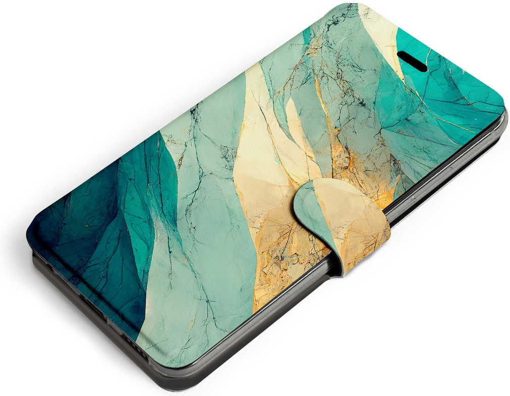 Pouzdro Mobiwear Flip Xiaomi Mi 9 SE - VP37S Zlatavý a zelenkavý mramor