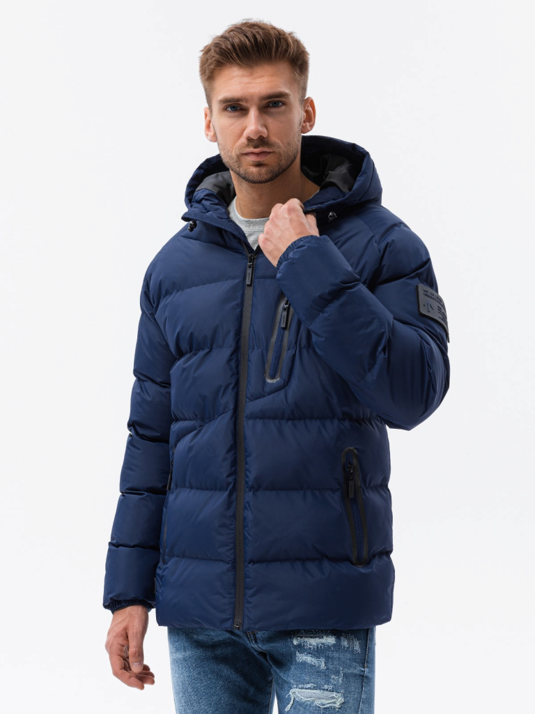 Ombre Clothing Pánská zimní bunda Helny C502 tmavě modrá