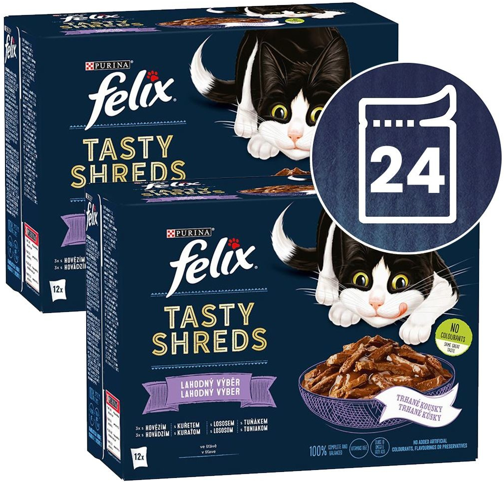 Felix Tasty Shreds lahodný výběr s rybou ve šťávě 24 x 80 g