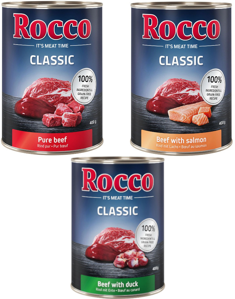 Rocco Classic Exkluzivní mix hovězí hovězí/losos hovězí/kachní 24 x 400 g