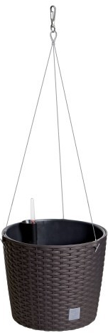 Prosperplast Závěsný květináč RATO ROUND + vklad 25,6 cm umbra