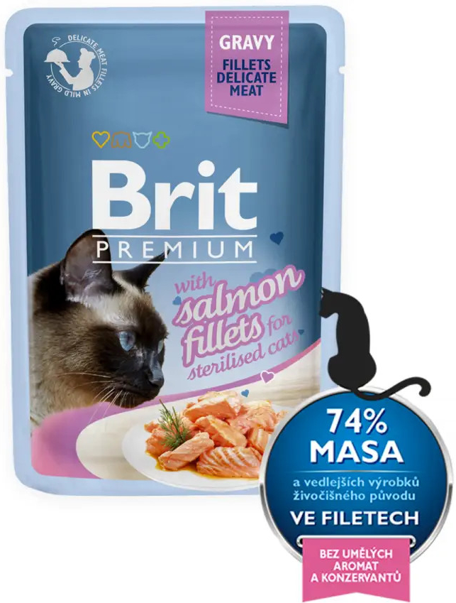 Brit Premium Cat Delicate Fillets in Gravy with Salmon for Sterilised 24 x 85 g