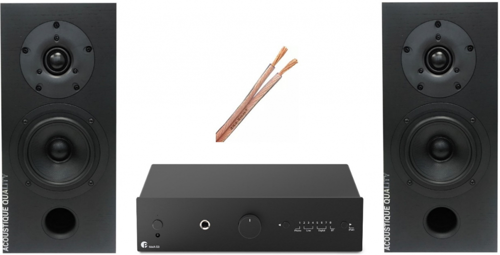 AQ audio set P6-Pro-ject Maia S3 black + AQ L 39 black + reprokabel AQ 625 2x 2,5mm2