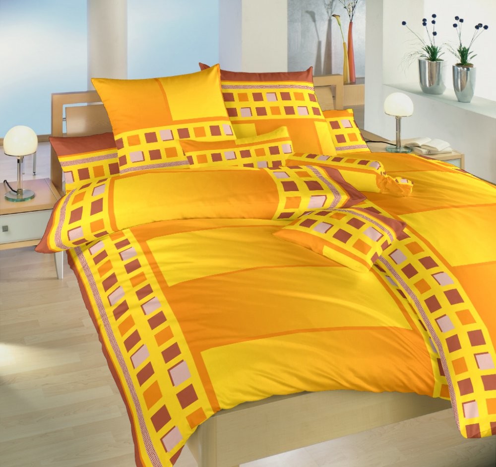 Textil 4 hotels Žluté krep Povlečení DV0702 Zip 140x220 70x90