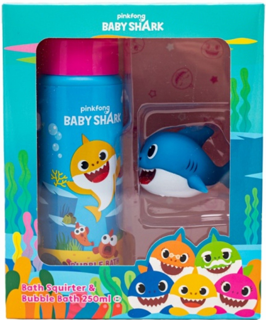 Pinkfong Baby Shark Bubble Bath Kit dětská Pěna do koupele 250 ml + hračka do koupele 1 ks dárková sada