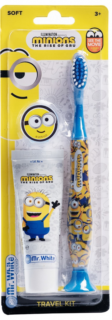 Minions zubní pasta 25 ml + zubní kartáček 1 ks + kryt na zubní kartáček 1 ks dárková sada