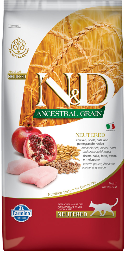 N&D Ancestral Grain Cat Neutered Chicken & Pomegranate 5 kg