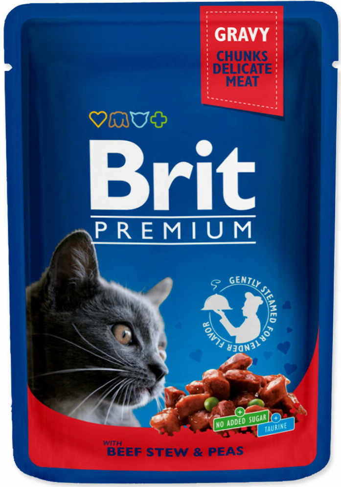 Brit premium cat beef stew peas v omáčce 100 g