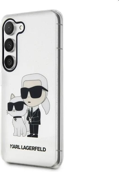 Pouzdro Karl Lagerfeld IML Glitter Karl and Choupette NFT Samsung Galaxy S23+ Transparent