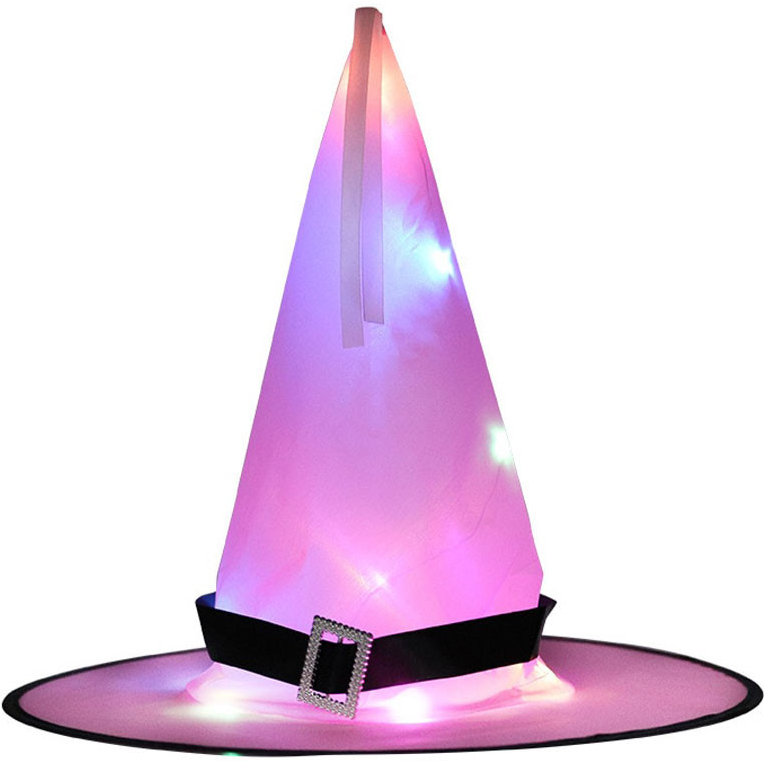 Čarodějnický klobouk s LED světlem Růžový