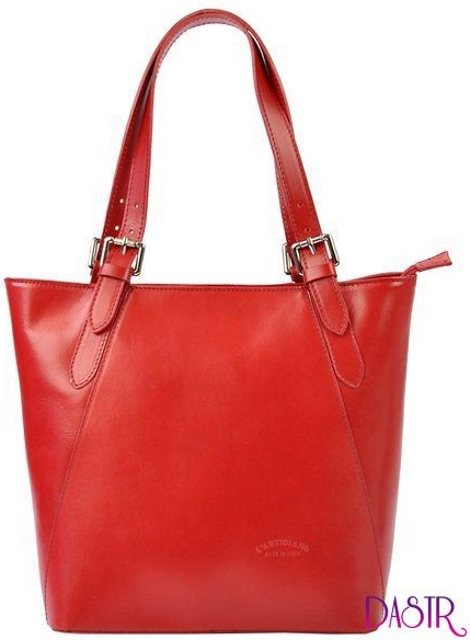 L Artigiano velká kožená dámská kabelka přes rameno červená