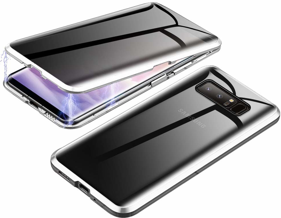 Pouzdro Beweare Magnetické oboustranné s tvrzeném sklem na Samsung Galaxy S10 Plus - stříbrné