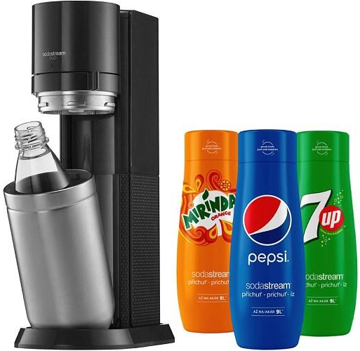 SodaStream DUO Black + Sirup Pepsi 440 ml + Sirup Mirinda 440 ml + Sirup 7UP 440 ml