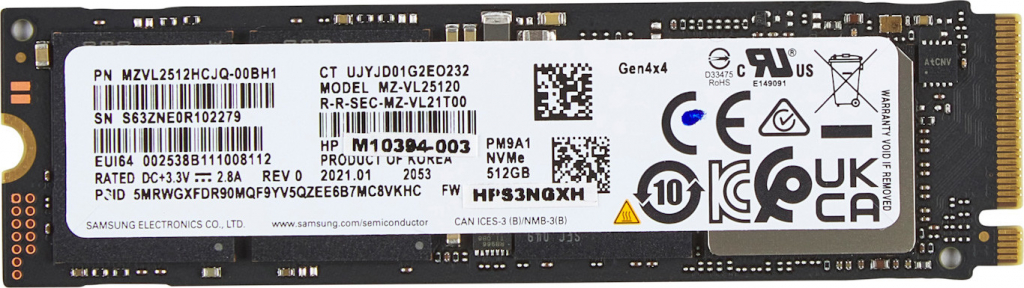 HP 512GB PCIe-4x4 NVMe M.2 SSD 5R8X9AA