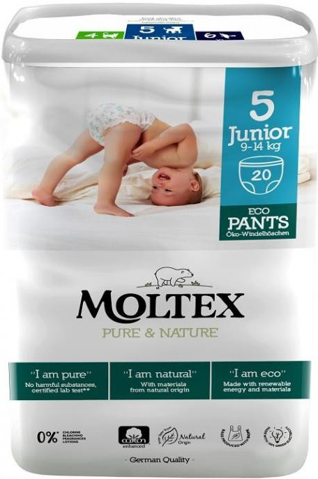 Moltex Pure & Nature natahovací Junior 9-14 kg 20 ks