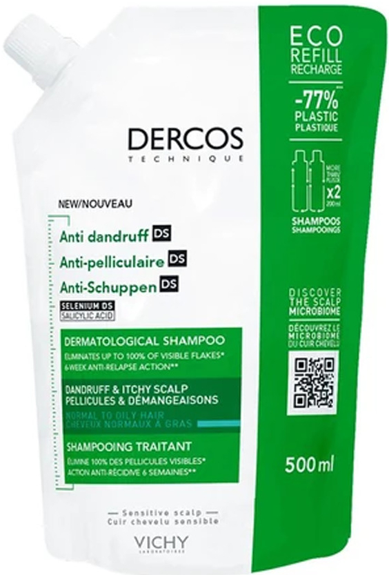 Vichy Dercos Šampon proti lupům na mastné vlasy náplň 500 ml