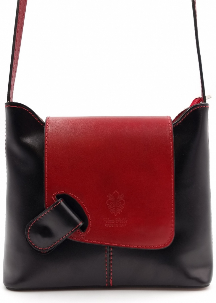 Made In Italy kožená kabelka T 1512 černo-červená