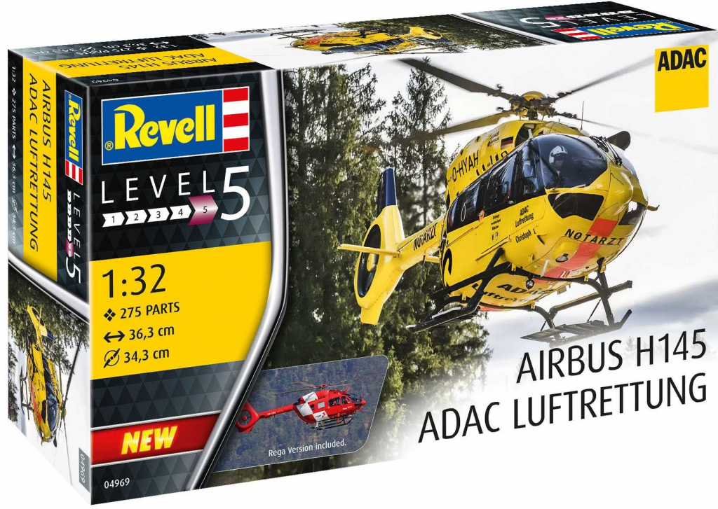 Revell vrtulník H-145 ADAC/REGA Plastic ModelKit 04969 1:32