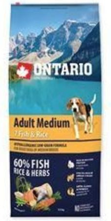 Ontario Adult Medium 7 Fish & Rice 24 kg