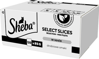SHEBA Selection Select Slices v kouscích omáčky s kachním kuřecím drůbežím kachním a krůtím masem 120 x 85 g