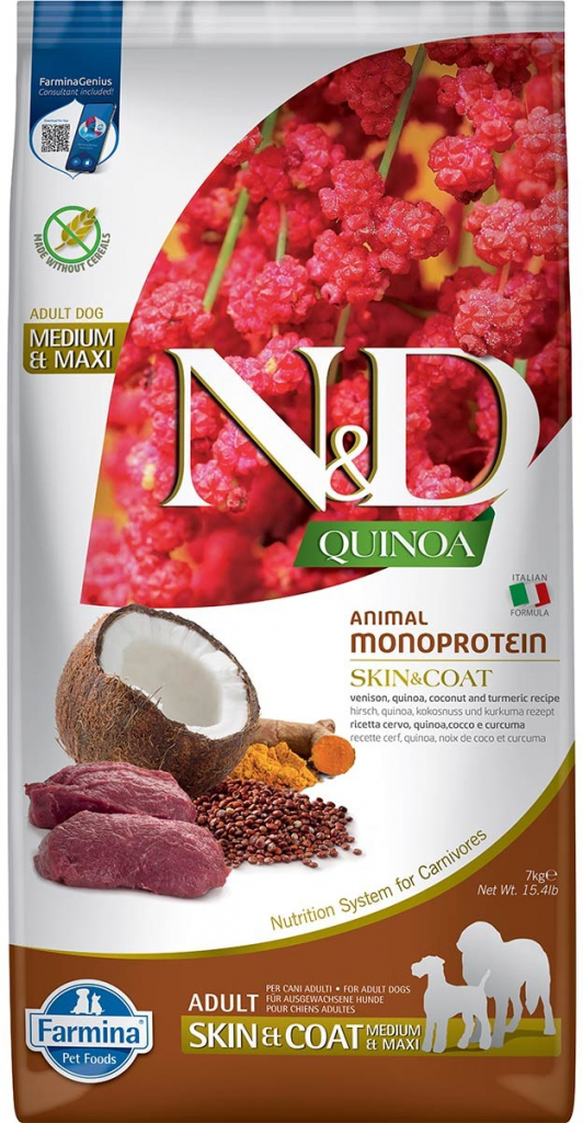 N&D Quinoa Dog Adult Skin & Coat Grain Free Venison & Coconut 7 kg