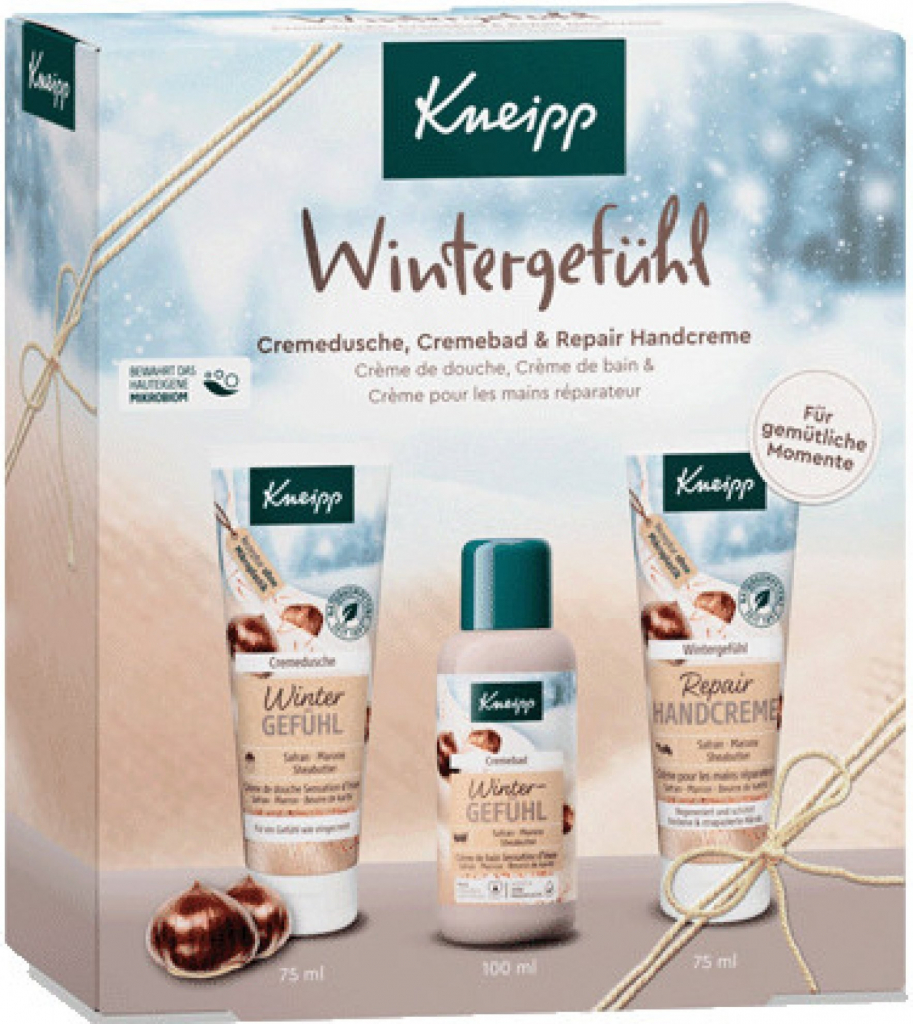 Kneipp Winter Feeling Capuacu Nut & Vanilla sada pěna do koupele Winter Feeling 100 ml + krém na ruce Winter Feeling 75 ml + sprchový gel Winter Feeling 75 ml pro ženy