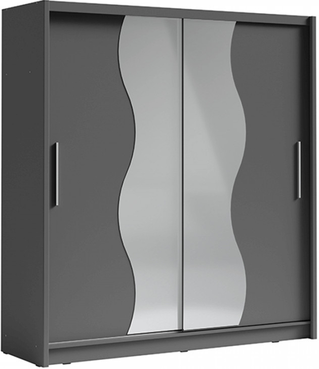 Kondela s posuvnými dveřmi BIRGAMO TYP 1 tmavě šedý grafit 205 x 215 x 63 cm