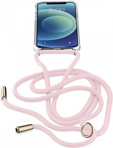 Pouzdro Cellularline Neck-Case se šňůrkou na krk iPhone 12 mini - růžové